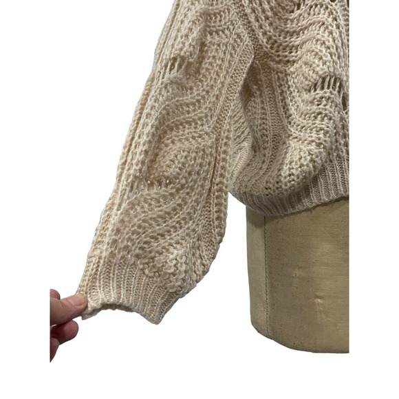 Silverflint Womens Open Front Cardigan Sweater Cream Knit Dolman S - Picture 4 of 10